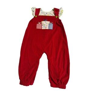 Mary James Red Birthday Longall Corduroy Romper 24Mths.